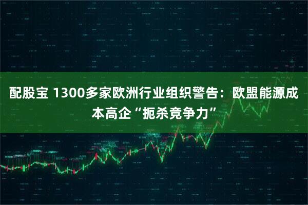 配股宝 1300多家欧洲行业组织警告：欧盟能源成本高企“扼杀竞争力”